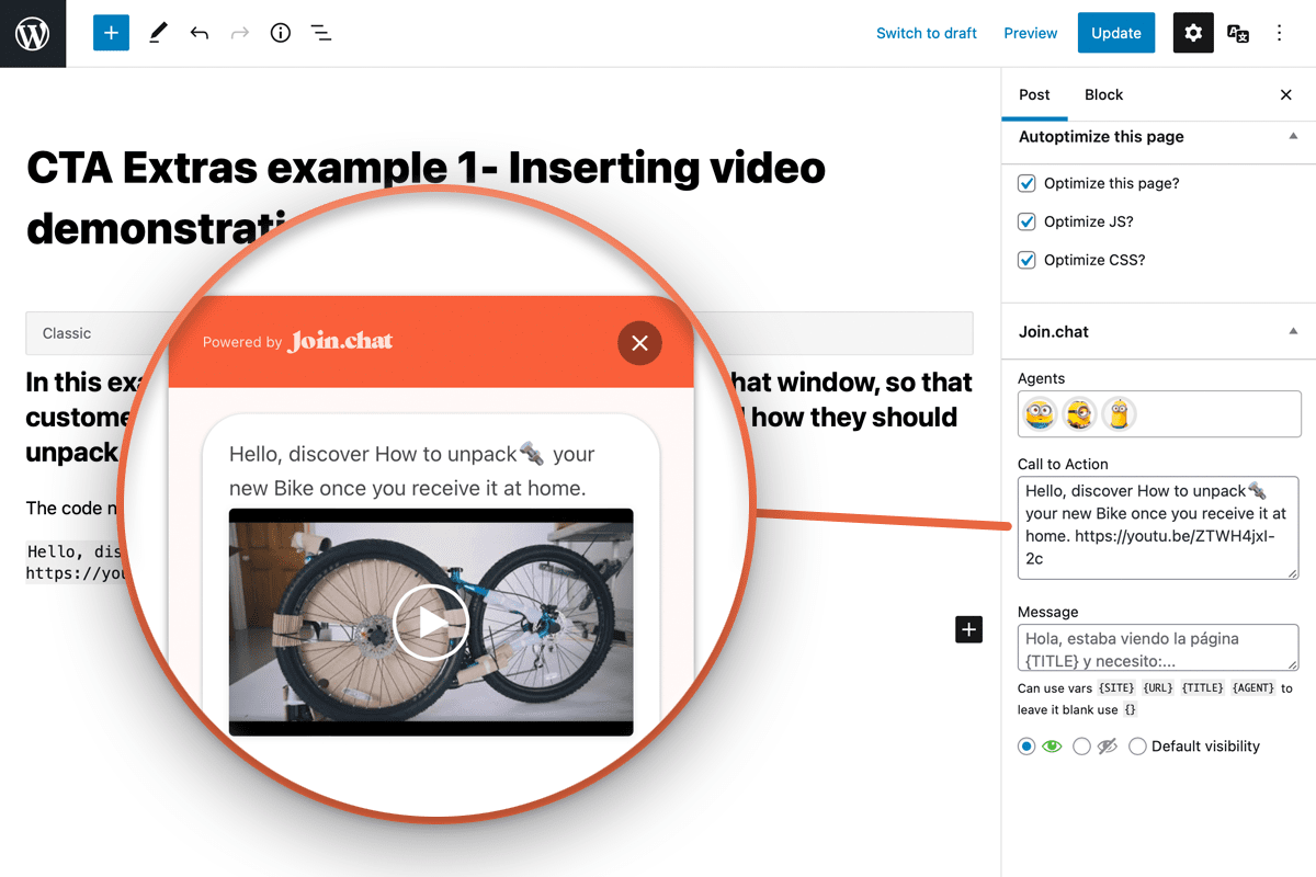 Embed videos from Youtube or Vimeo by simply pasting the URL
