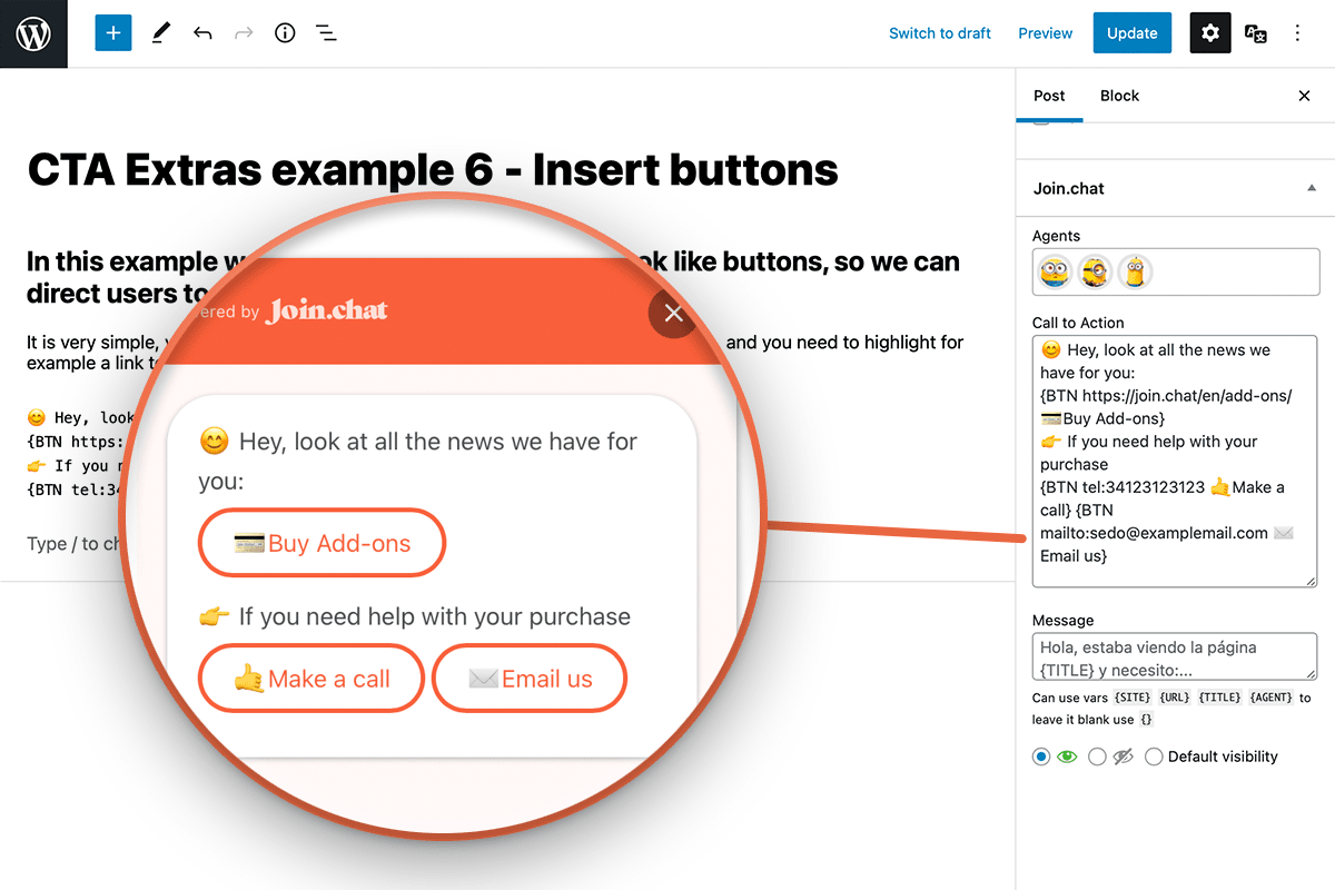 Create buttons and direct users to conversion pages