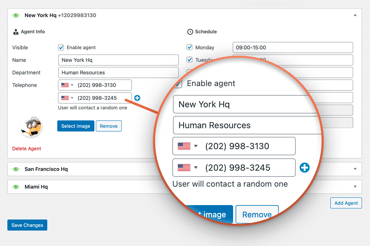 With agents configured, you can convert it into departments with as many numbers as you need.