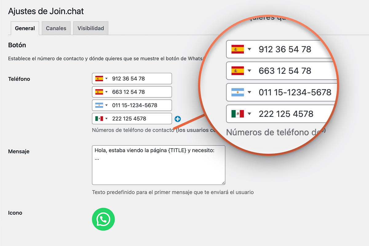 No hay agentes configurados, simplemente añada tantos teléfonos como desee