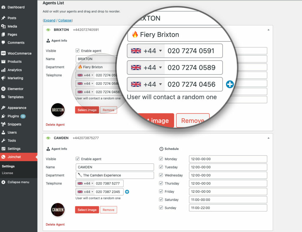 tips joinchat departments configuration detail